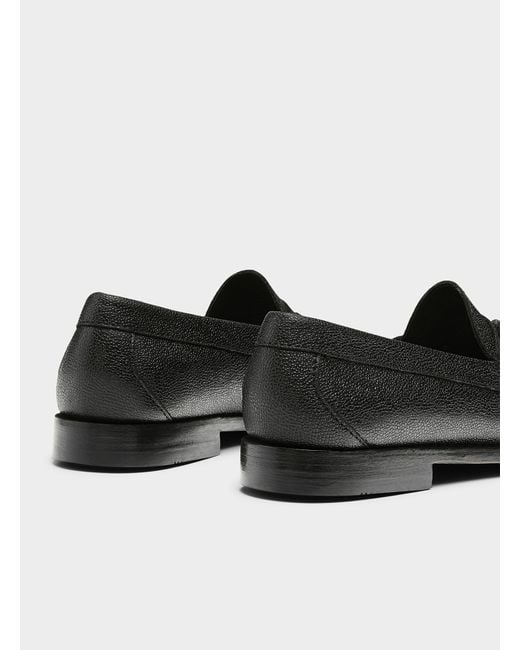 G.H.BASS Black Weejuns Lennox Pebbled Leather Tassel Loafers Men for men