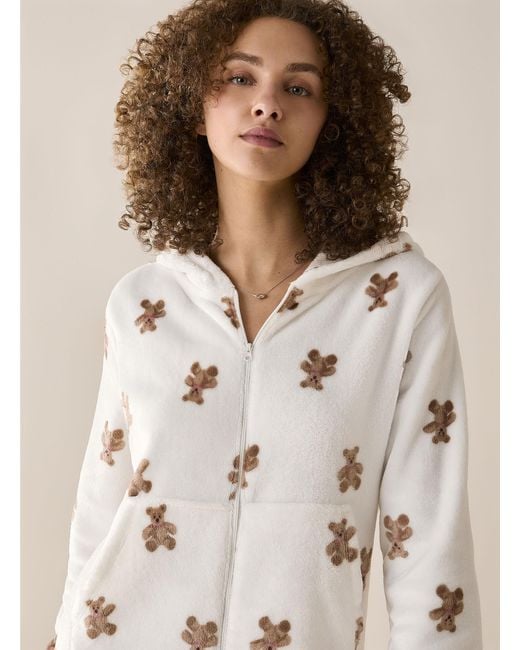 Miiyu Natural Pattern Soft Plush Lounge Onesie