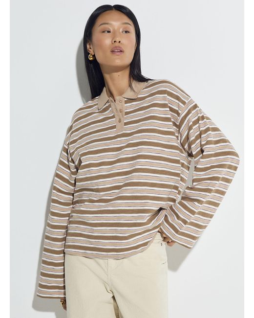 JJXX Natural Naja Loose Striped Polo Shirt