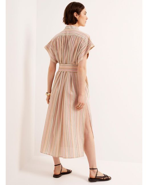 Vanessa Bruno Natural Cyndie Radiant Stripes Ruched Dress