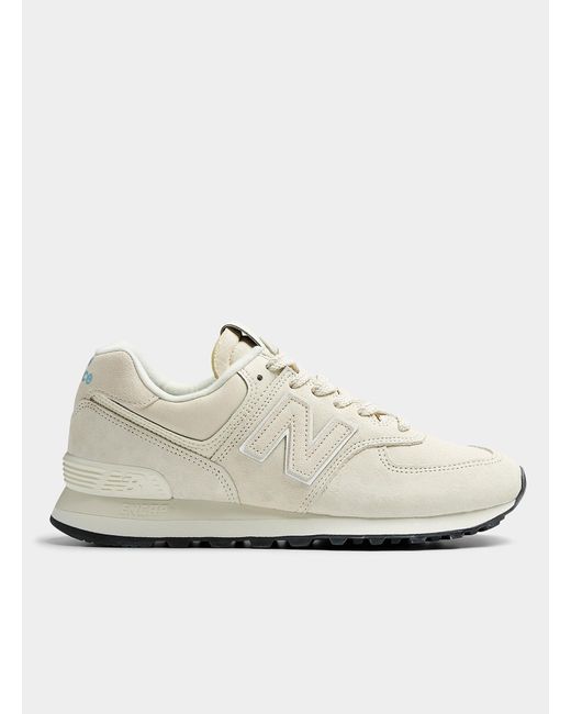 New Balance White Suede And Mesh 574 Sneakers Women