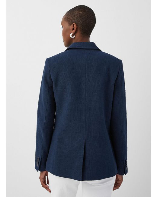 Contemporaine Blue Colourful Tweed Cinched Blazer