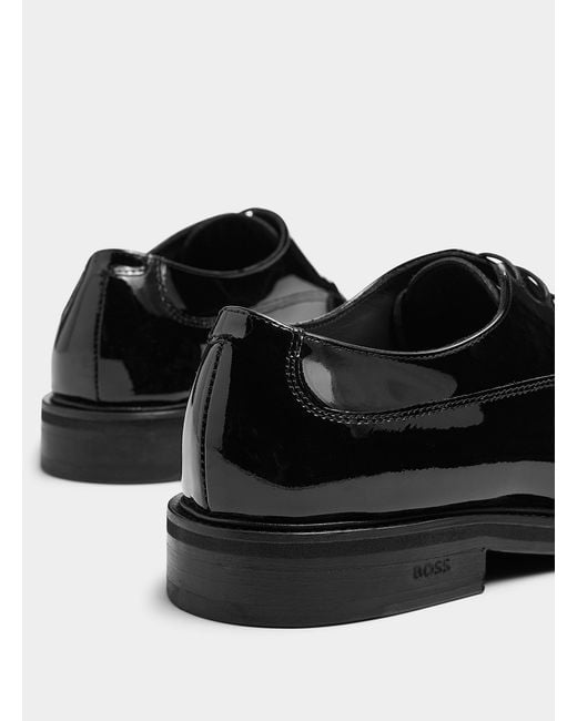 BOSS by HUGO BOSS Larry Blucher Patent Leather Shoes Men in Black for Men |  Lyst