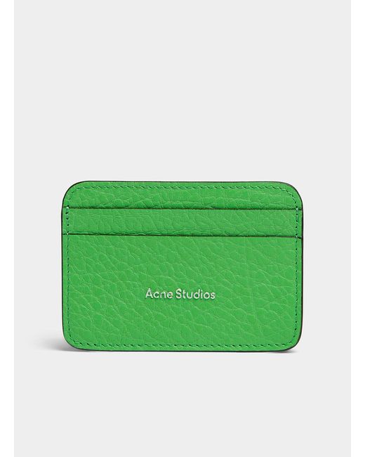 Acne Green Embossed Signature Grained Leather Card Case for men