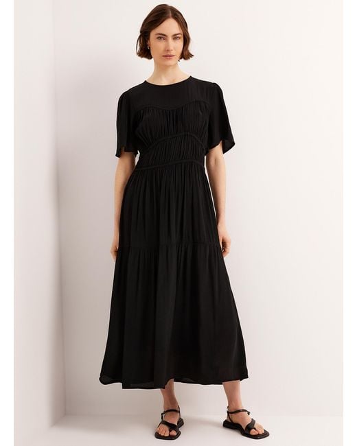 Soaked In Luxury Black Brielle Ruched Waist Tiered Dress