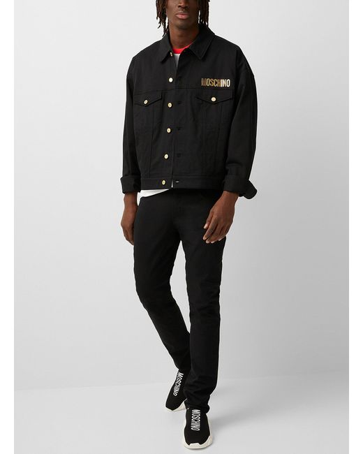 Moschino Golden Logo Black Jean Jacket for men