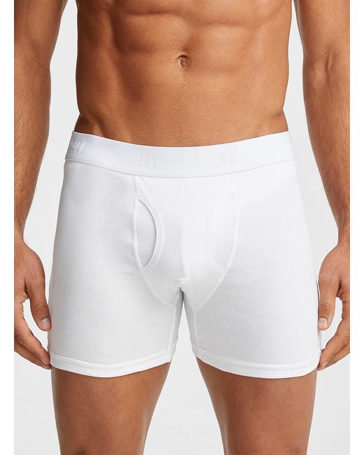Le 31 White Solid Organic Cotton Boxer Briefs 2 for men