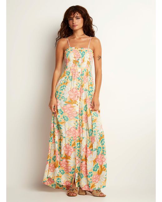 Rip Curl Natural Summer Flowers Maxi Smocked Dress