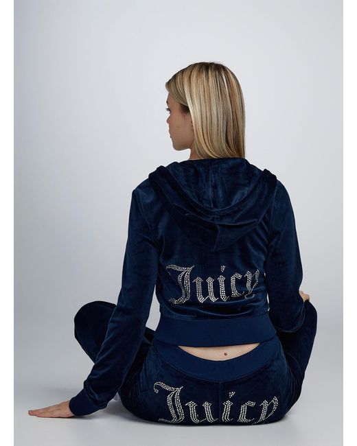 Juicy Couture Blue Diamond Logo Zippered Hood Sweatshirt