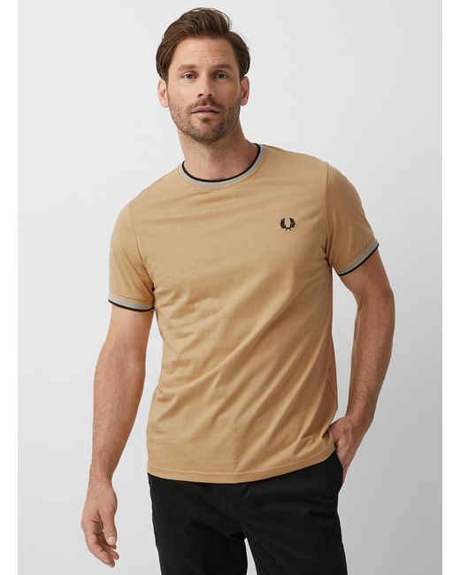 Fred Perry Ribbed Trim T in Natural for Men | Lyst