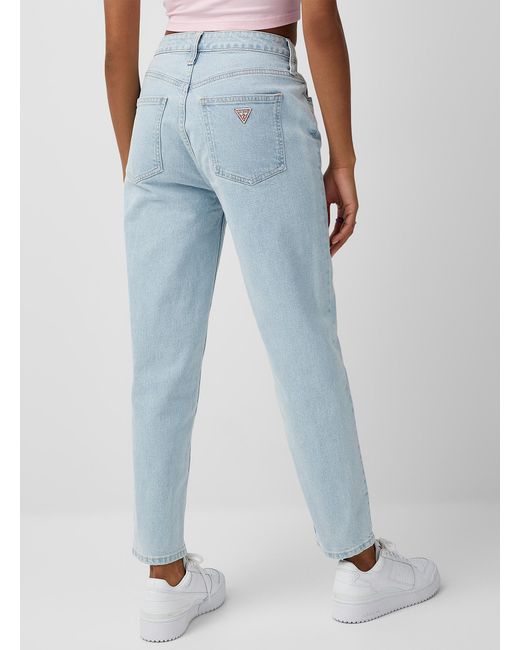 Guess Denim Sky Blue Mom Jean | Lyst