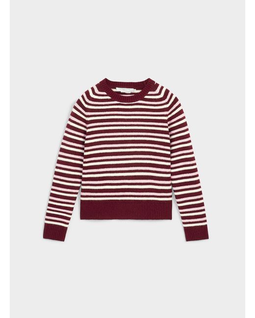 Contemporaine Red Triple Stripes Touch Of Wool Sweater