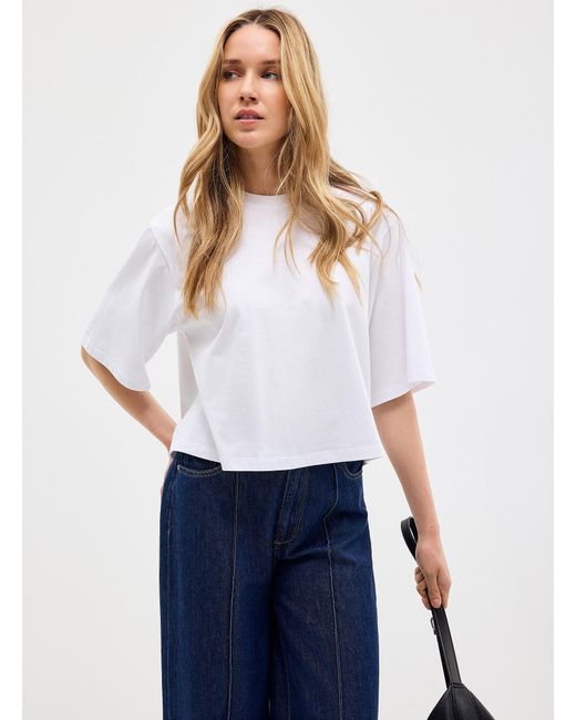 Sanctuary White Solid Cropped Boxy
