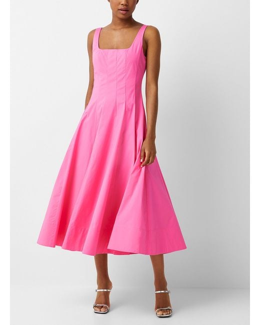 Staud Pink Wells Poplin Dress