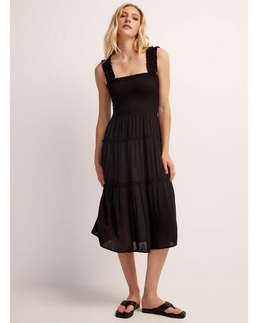 Vero Moda Black Smocked Bust Tiered Dress
