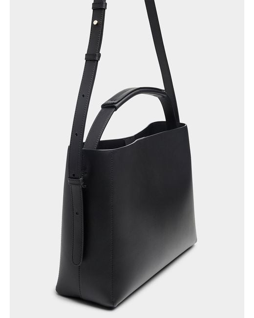 Flattered Black Hedda Topstitched Leather Bag