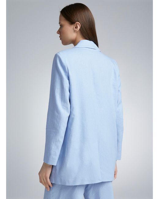 ONLY Blue Long Linen Blazer