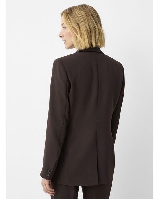 Contemporaine Gray Textured Crepe Plain Blazer