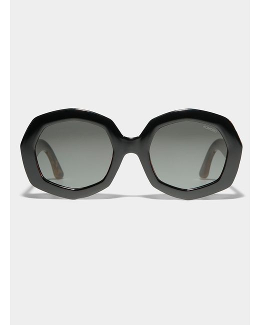 Komono Black Amy Geo Round Sunglasses