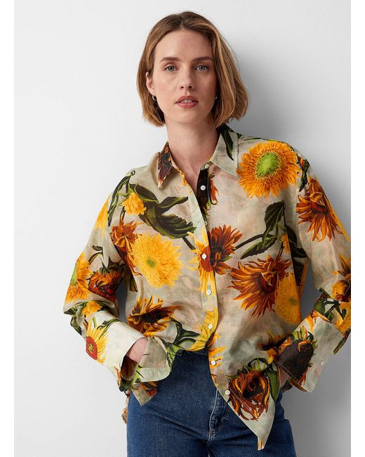 Gant Gray Sunflower Garden Silk Shirt