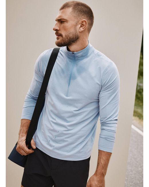 I.FIV5 Blue Zipped Mock for men