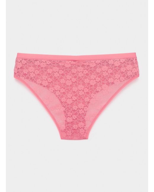 Miiyu Pink Small Flowers Lace Bikini Panty