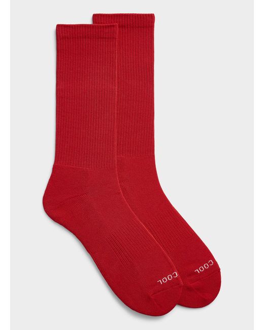 Le 31 Red Solid Organic Cotton Athletic Socks for men