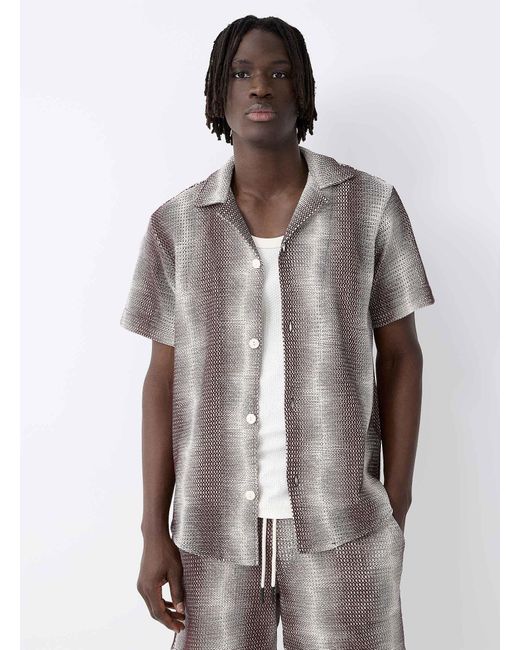 Oas Gray Ombré Stripe Knit Shirt for men