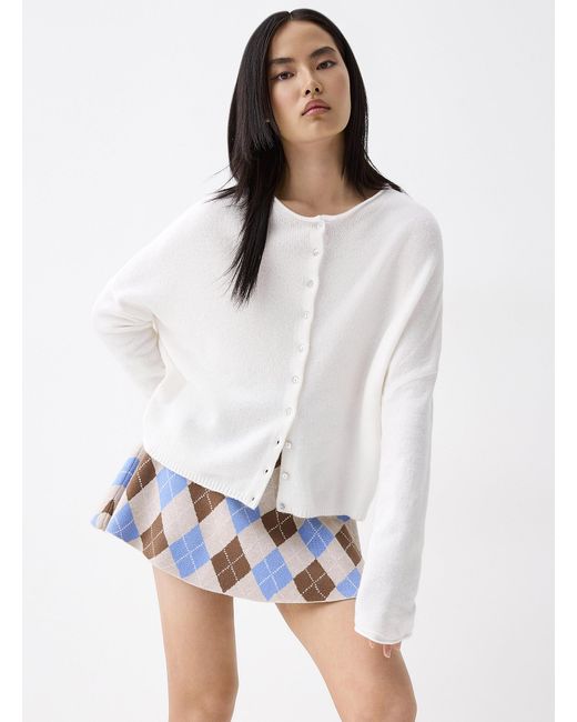 Twik White Rolled Edging Cardigan