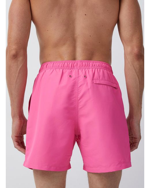 Calvin Klein Logo Badge Solid Swim Trunk in Pink for Men | Lyst