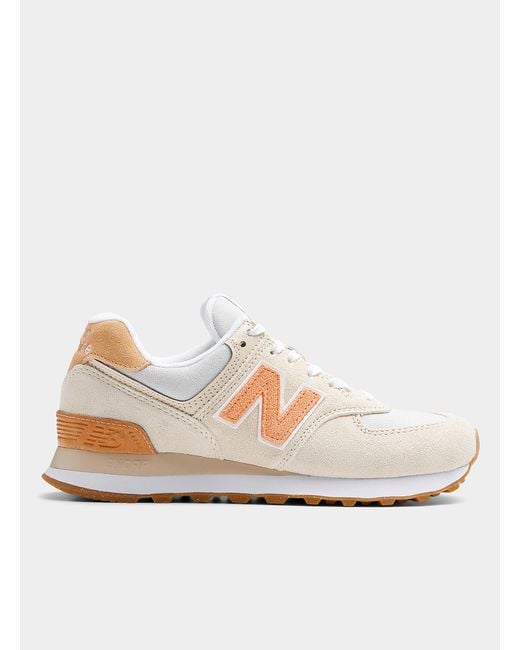 New Balance Ivory And Peach 574 Sneaker Women in Natural | Lyst