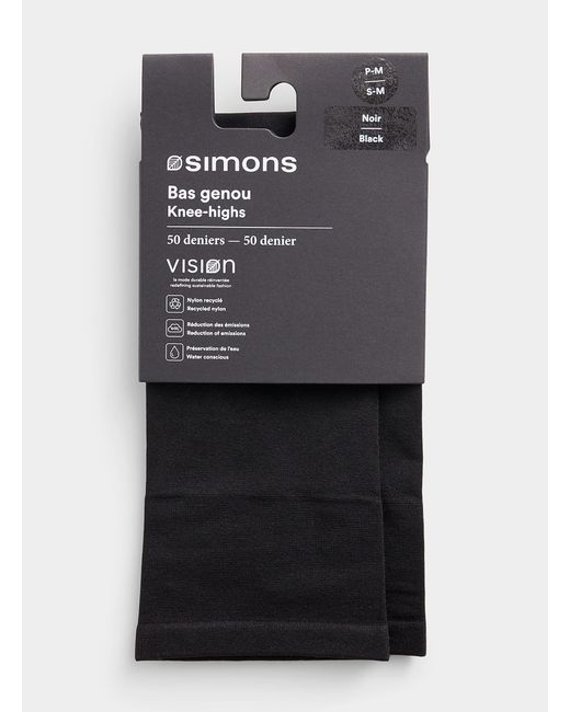 Simon's Black Solid Opaque Knee