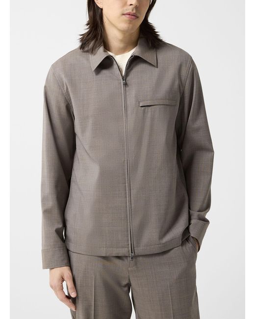 Theory Gray Motion Wool Fabric Zippered Jacket for men