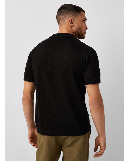 Le 31 Black Pure Organic Linen Knit Shirt for men