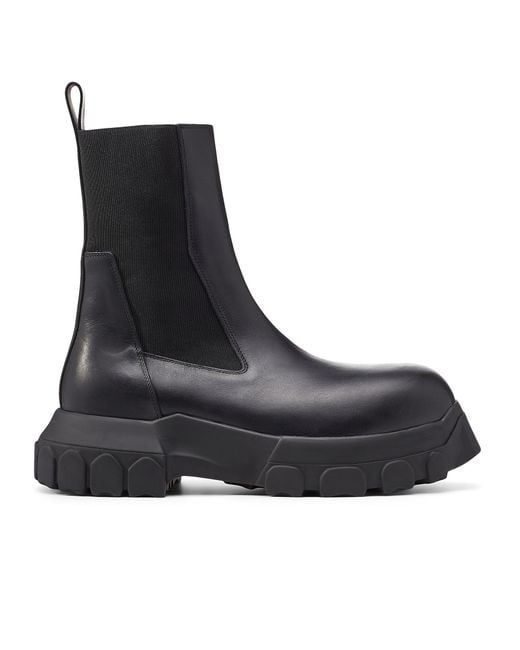 Rick Owens Leather Beatle Bozo Tractor Boots Men in Black for Men | Lyst