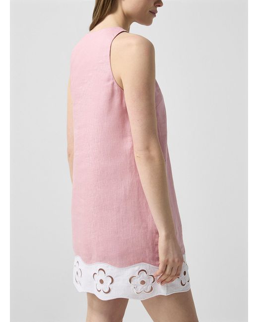 Staud Pink Mika Pure Linen Minidress