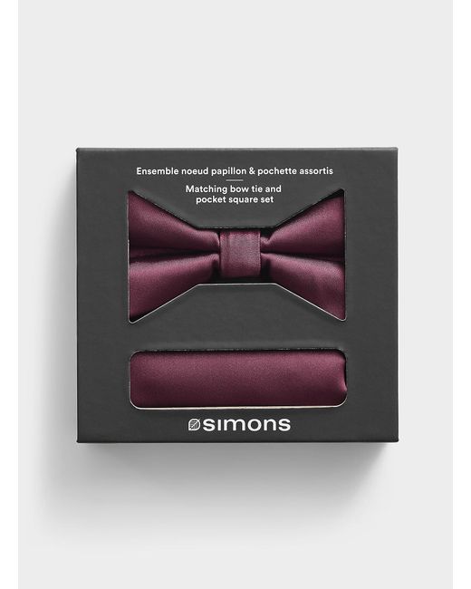 Le 31 Purple Solid Bow Tie And Pocket Square Set for men