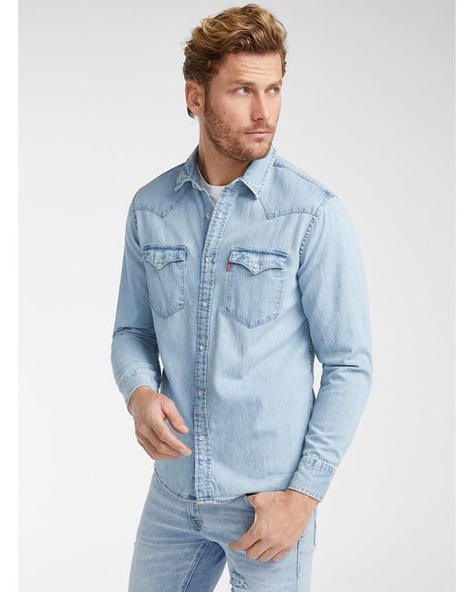 Levi's Western Denim Shirt Modern Fit in Baby Blue (Blue) for Men | Lyst
