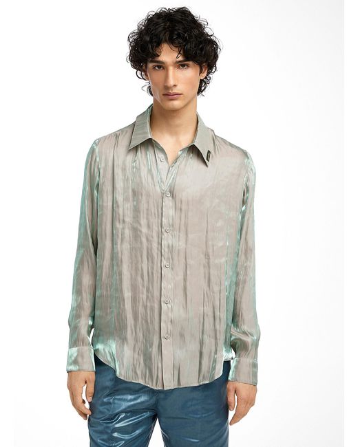 Martine Rose Gray Satiny And Textured Shirt for men