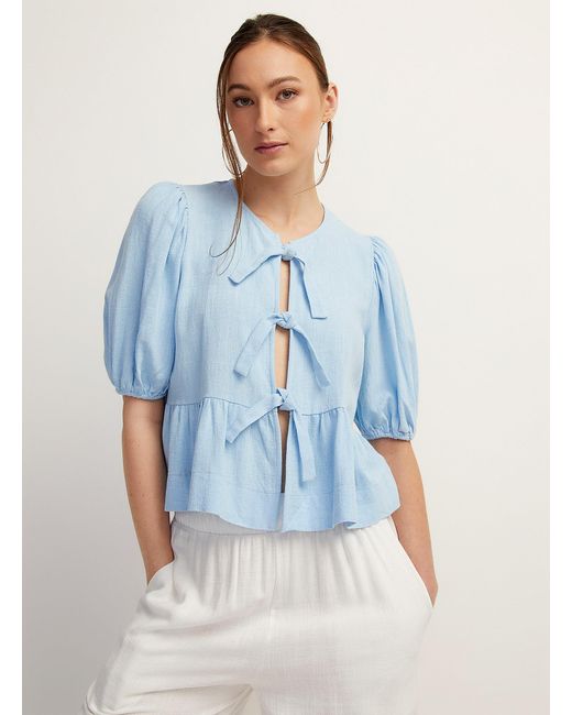 Icône Blue Touch Of Linen Tie Ribbons Blouse