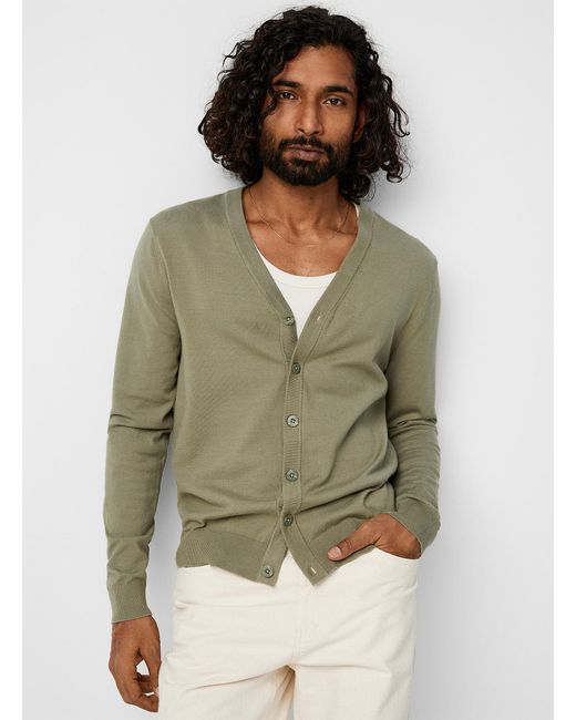 Le 31 Green Silky Knit Cardigan for men