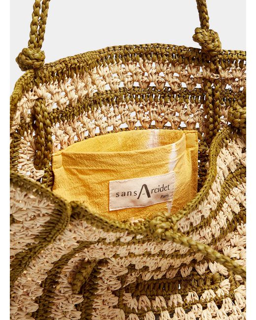 Sans Arcidet Paris Small Coco Crocheted Raffia Tote in Metallic