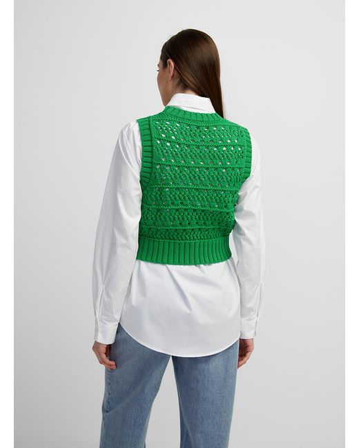 Ganni Green Logo Crocheted Jacket