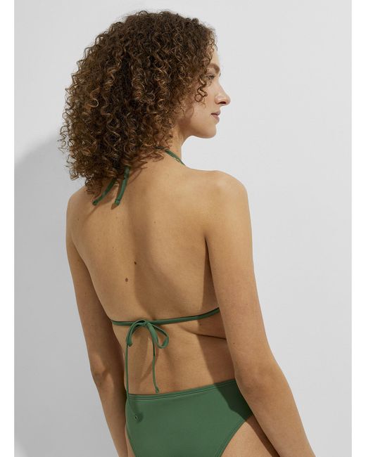 Simon's Green Solid Halter Triangle Top