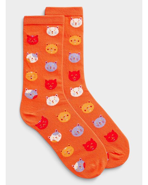 Simon's Orange Expressive Cat Socks