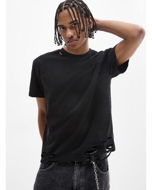 Djab Black Distressed Solid T for men