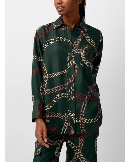 Victoria Beckham Green Silk Chain Shirt