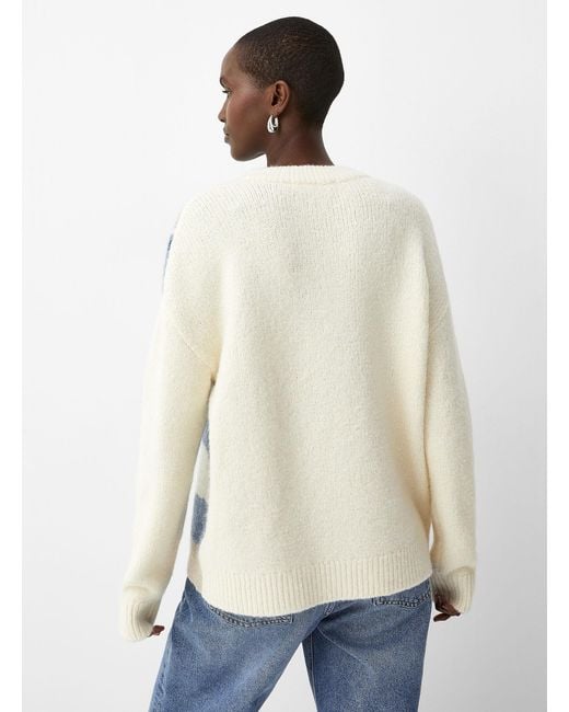 Contemporaine Blue Touch Of Wool Landscape Jacquard Sweater