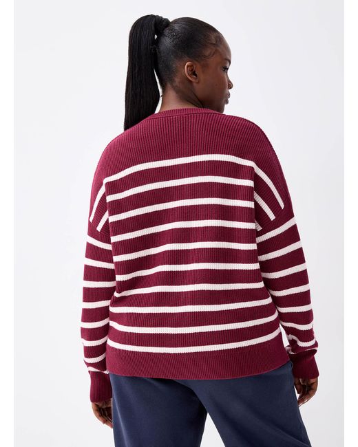 Twik Red Striped Henley Collar Sweater