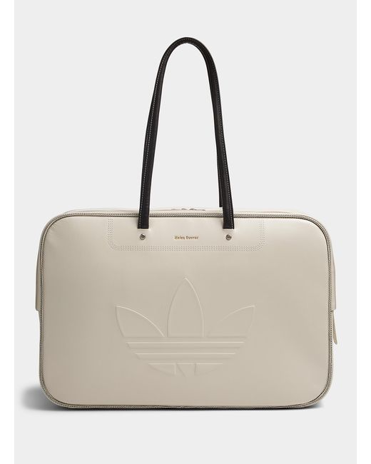 Adidas Natural Embossed Logo Leather Weekender Bag for men